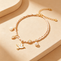 Collier Pendentif Minimaliste en Acier Inoxydable Plaqué Or 18K de Haute Qualité, Tressé à la Main avec Cordon Coloré et Maillons Diamantés, Vente Chaude pour Femmes