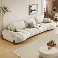Canapés Nuages Doux de Designer Uniques, Canapé de Salon Moderne en Tissu Dernière Génération avec Pieds en Bois, Vente Chaude, Canapés Blanc Crème pour la Maison