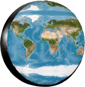 Housse de roue de secours avec design planète et carte du monde, imperméable, anti-UV, protection de roue, logo personnalisé, promotion - Product Image 1