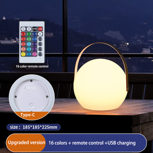 Lampe de nuit LED RGB portable avec poignée, télécommande, chargement USB, étanche IP65 pour extérieur, corps en PE, intensité réglable, garantie de 2 ans - Product Image 1