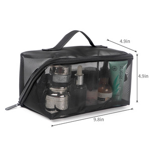 Bolsa de cosméticos de malla de nailon personalizada de gran capacidad con cremallera, nuevo diseño, bolsa de maquillaje de viaje portátil, <span class=keywords><strong>neceser</strong></span> de moda para <span class=keywords><strong>mujer</strong></span> - Product Image 3