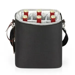 Waterproof Wine Bottles Hidden Carrier Insulated Wine Beer Cooler 6 Bottles Shoulder Bag Tote Picnic Wine Cooler Bags