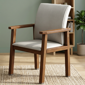 Modern Wooden <b>Living</b> <b>Room</b> <b>Chair</b> Solid Back Ikat Pattern Green Cushion Midcentury Design Home Furniture - Product Image 3