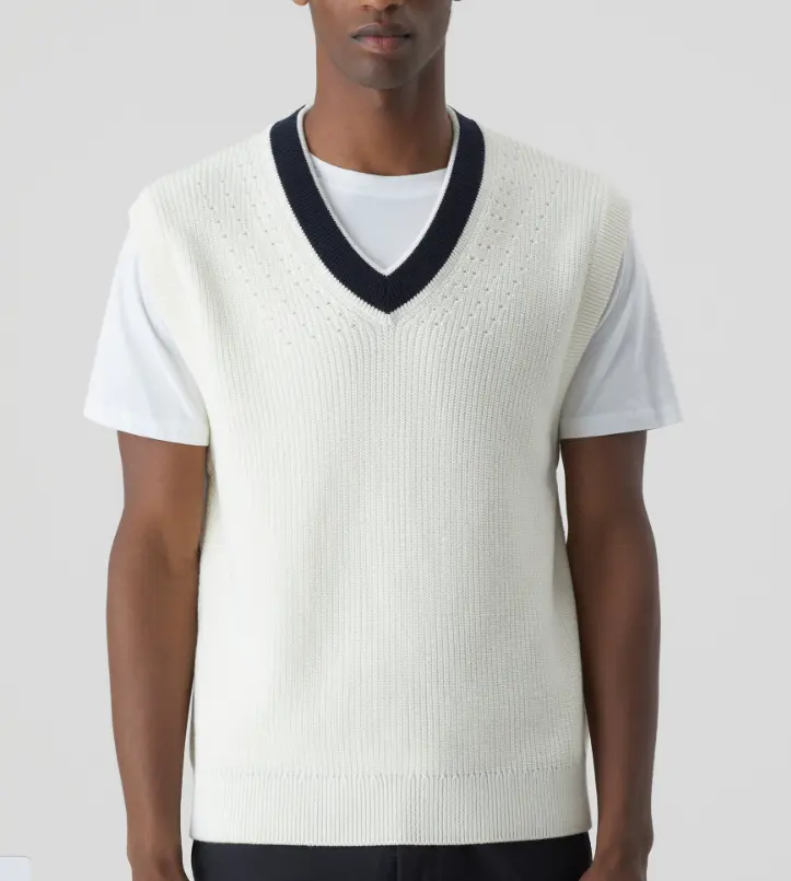 2023 Fashion Knitting Pullover Jumpers cool sleeveless irregular v neck sweater vest sleeveless for men