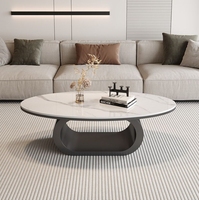 Table basse ovale en dalle de pierre, design moderne minimaliste, luxe léger, table à thé centrale pour petits salons, usage domestique