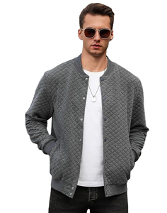 Blouson Bomber Homme Léger en Coton Gaufré Sur Mesure, Style Universitaire, Doublure Matelassée, Logo Avant, Vêtement d'Hiver - Product Image 1
