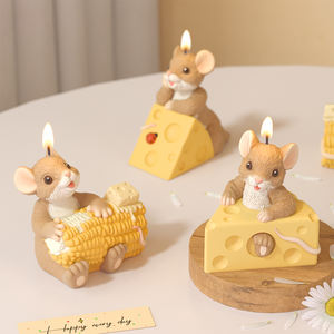 قالب سيليكون DM1185 على شكل شمعة حيوان كرتوني ثلاثي الأبعاد، قالب خبز كيك الموس على شكل فأر وجبن لطيف يمكنك صنعه بنفسك لتزيين المنزل - Product Image 4