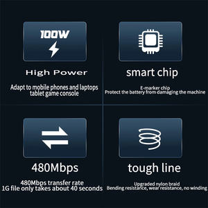 2M 100W Tipo C Cable USB C a C Cable para iPhone <span class=keywords><strong>13</strong></span> Huawei Xiaomi <span class=keywords><strong>POCO</strong></span> <span class=keywords><strong>X3</strong></span> M3 Samsung Macbook iPad Cable de datos de carga rápida - Product Image 6