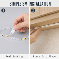 Bande lumineuse LED à densité moyenne 12V 2835 120LEDs/m 1300lm/m Lumineuse 3000K Blanc chaud 8mm de largeur IP20 Télécommande Dimmable