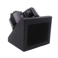 Remontoir de montres triple sportif en fibre de carbone et cuir PU à 3 emplacements, support rotatif pour 3 montres, prêt à être expédié pour les marques de détail professionnelles