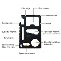 Acier inoxydable Camping Pêche Autodéfense Ultime 11-en-1 Survie Carte de Crédit Multitool Polyvalent Tactique Portefeuille Outil