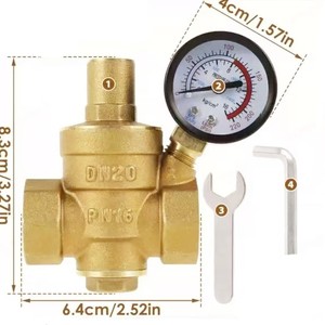 วาล์วลดแรงดันน้ำแบบปรับได้ DN20 PN16 พร้อมเกจวัด สำหรับก๊อกน้ำและเครื่องทำน้ำอุ่นไฟฟ้า - Product Image 1