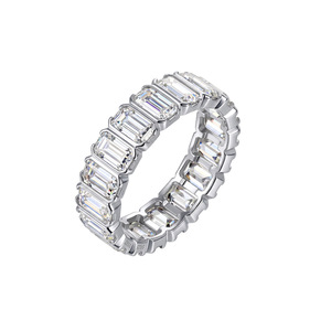 Anillo de Eternidad con Moissanita Corte Esmeralda de 0.5CT, Color D, VVS, Plata de Ley 925, Joyería Amarilla para <span class=keywords><strong>Mujer</strong></span>, Regalos - Product Image 6