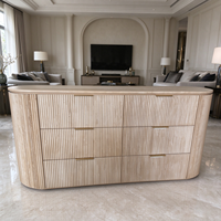 Buffet moderne de luxe de style européen, avec cadre en bois massif, placage en chêne rouge, meuble de rangement personnalisable pour la maison
