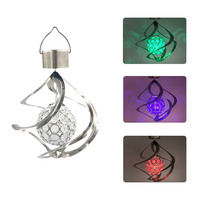 Lampe solaire à carillon éolien, lumière LED suspendue en cristal, ornement décoratif à énergie solaire pour jardin, patio, balcon, cour