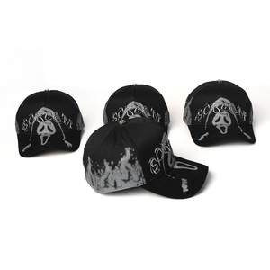 En stock Casquette de baseball 5 panneaux Halloween Barbas Hat Qualité originale Patch étoile en métal Broderie Strass Sportive Dobby Poplin - Product Image 4
