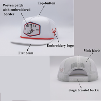 Bulk Vintage Outdoor Custom 5 Panel Rope Cotton Patch Logo Snapback Caps Hats