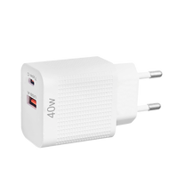 Bloc d'alimentation USB-C universel UE 2 40W à 2 ports, charge rapide QC4.0 PD, adaptateur secteur pour appareil photo, écouteurs, prise UE/UK, chargeur mural