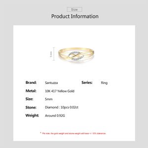 Anillo Apilable de Oro Amarillo de 10K con Diamantes Entrelazados de Dos Tonos, Banda Cruzada con Diamantes en Forma de Hoja con Micropavé para Mujer - Product Image 3