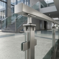 Support carré réglable en acier inoxydable pour main courante de balustrade en verre pour escalier et balcon