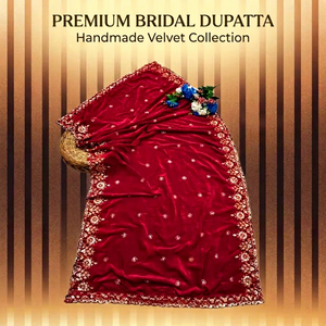 Luxury Red Velvet Bridal Dupattas Heavy Gold Zari <b>Sequin</b> Embroidery Women Traditional Ramadan Eid Mubarak Wedding <b>Shawls</b> Festive - Product Image 1