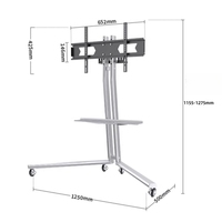 Soporte de exhibición móvil de acero inoxidable duradero Carro de TV rodante para televisores de plasma LCD LED de 32-65 pulgadas