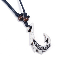 Collier pendentif hameçon maori néo-zélandais pour homme, bijou rétro imitation hameçon de Maui