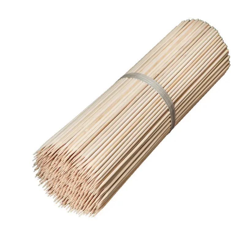 Espeto de bambu redondo biodegradável para churrasco Kebab de 40 cm, bastão ecológico de 50 cm para churrasco