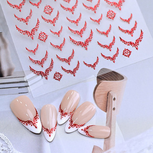 Autocollants pour ongles de style français en forme de V avec estampage à chaud vintage, faciles à appliquer, autocollants pour nail art, pour manucure DIY en salon - Product Image 1