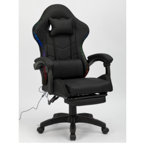Chaise de jeu RGB avec 7 points de massage, inclinable, pivotante à 360°, pour adultes, design moderne avec haut-parleur Bluetooth - Product Image 1