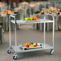 Chariots de service alimentaire Jasonlon à 2 niveaux en acier inoxydable 201, logo personnalisé, hôtel, restaurant, cuisine, usage commercial