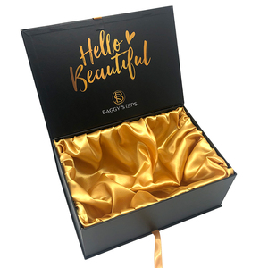 Custom black cardboard wig hair handbag packaging box luxury purse box for purses handbag dress clothing Shoes with satin