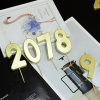 Zahlen-Kuchenaufsatz-Set 0-9 Gold Rauchfrei 58 #   Raffiniertes Paraffinwachs 3D-Kerzen Direkt ab Werk