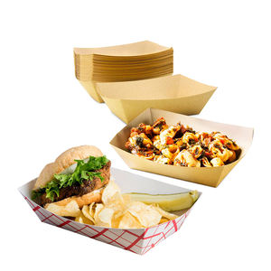 Cetak kustom logo dapat didaur ulang Kraft untuk pergi kemasan makanan Burger anjing panas jagung anjing bubur makanan kertas mangkuk baki perahu - Product Image 2