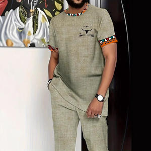 OEM da <span class=keywords><strong>uomo</strong></span> stile retrò stampa estiva con stampa Color block in cotone traspirante <span class=keywords><strong>taglie</strong></span> <span class=keywords><strong>forti</strong></span> in maglia a manica lunga abito Casual da passeggio - Product Image 6