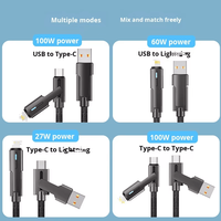 Kabel Tipe-C ke Tipe-C 4-in-1 dengan Selubung Anyaman 1.2M & 2m, Pengisian Cepat 100W untuk Laptop