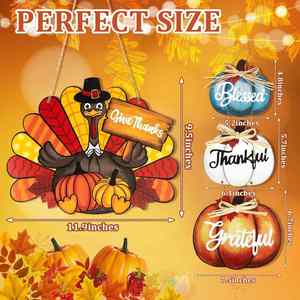 Nouvelle Décoration de Porte de Thanksgiving en Bois, Panneau Citrouille et Dinde, Décoration de Récolte d'Automne, Décorations Extérieures Style Ferme pour Fêtes à Domicile - Product Image 2