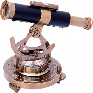 Brújula Antigua de Latón, Elegante Decoración Náutica para el Hogar, Teodolito Pulido, Telescopio, Cuero Negro, Artesanía de Metal para Navegación - Product Image 5