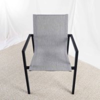 Chaise de salle à manger empilable en aluminium, style antique, siège en tissu gris, mobilier d'extérieur pour patio, fête, jardin, café, hôtel, cour