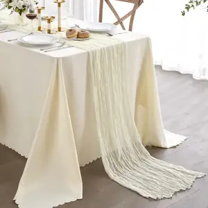 Skymoving New Home Textiles Boho Chemin de table en mousseline de soie Chemins de table en étamine pour mariage