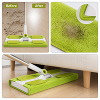 Serpillère plate télescopique avec tête en microfibre, utilisation sèche et humide, nettoyage des sols domestiques pour parquet et carrelage