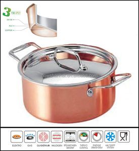 3Ply Casseroles Copper <strong>Saucepan</strong> <strong>Induction</strong> 16 18 20 22 24 26 cm Stockpot for Kitchen Cooking Safety Microwave Dishwasher - Product Image 4
