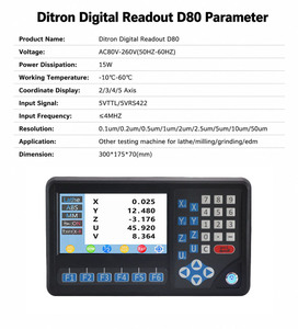 Ditron D80 Pantalla Digital LCD de <span class=keywords><strong>5</strong></span> Ejes con Escala Magnética DMA IP67 de 1um/5um para Torno Fresadora RPM OEM 15W - Product Image 5