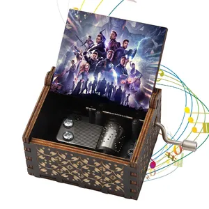 Wholesale Custom Avenger Music And Design Wooden Hand Crank Music Boxes for Gifts