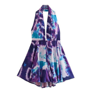 <span class=keywords><strong>2025</strong></span> nouvelles femmes Sexy robe imprimé fleuri robe dos nu <span class=keywords><strong>vacances</strong></span> robe courte dame licou jupe - Product Image 4