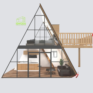 <span class=keywords><strong>Chalet</strong></span> préfabriqué triangulaire IEMODU, design d'<span class=keywords><strong>intérieur</strong></span> <span class=keywords><strong>moderne</strong></span> de luxe, hôtels, villas, garantie 3 ans, résistant au vent, sandwich en acier - Product Image 2