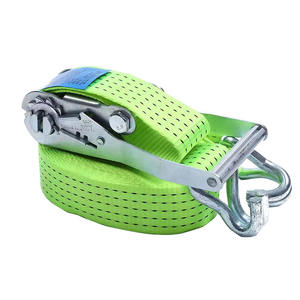 Heavy Duty 2 "5T Groen Wit Zink Lange Steel Gesp Polyester Ratel Vastbinden Riem Met Dubbele J Haak Voor Vrachtcontrole - Product Image 1