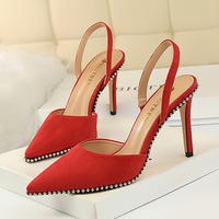 Vente flash - Chaussures élégantes pour femmes avec rivets et bride arrière - Chaussures de soirée sexy pour femmes - Sandales à talons hauts fantaisie