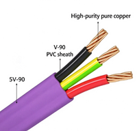 Fil électrique en cuivre TPS 3*4mm, câble plat double et terre avec gaine extérieure 3V-90 et V-90, 90 ℃   Conçu pour le câblage résidentiel