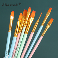 Ensemble de pinceaux à peinture acrylique Panwenbo, lot de 3, pointe ronde, poils en nylon, pinceaux d'artiste pour aquarelle, huile, miniature, toile